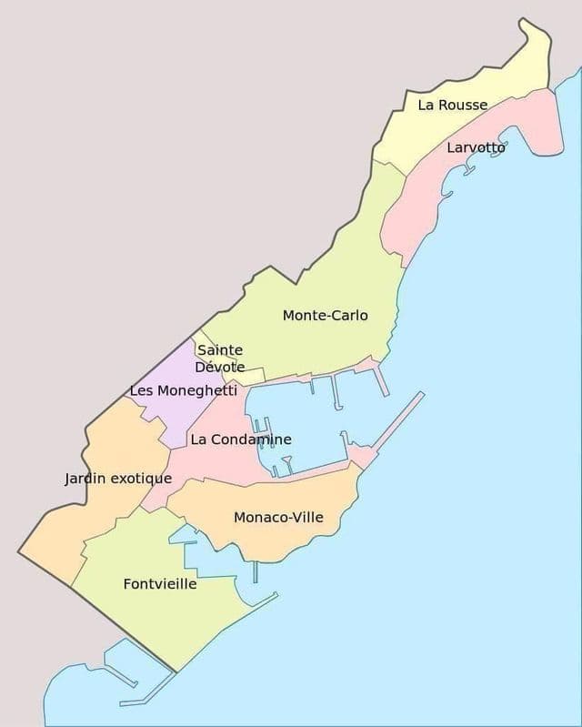 Mapa do distrito de Mônaco
