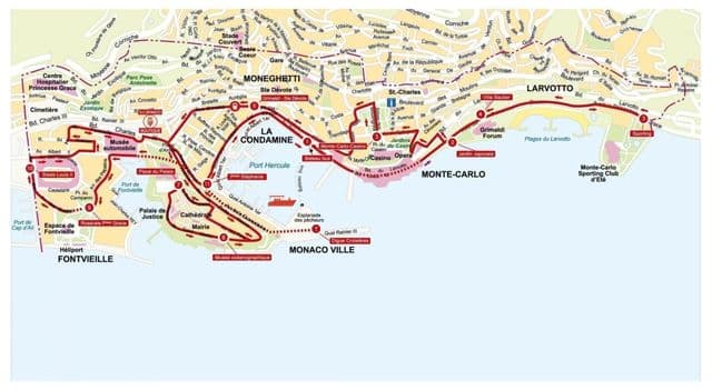 Mapa de viagens de ônibus Monaco Hop On Hop Off