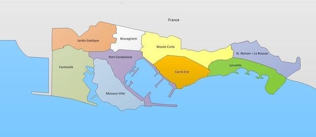 Mapa dos bairros de Mônaco