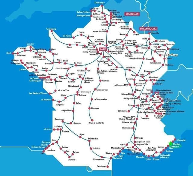 Mapa das estações ferroviárias de Mônaco