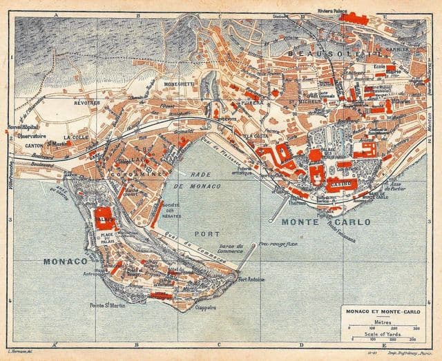 Mapa antigo de Mônaco